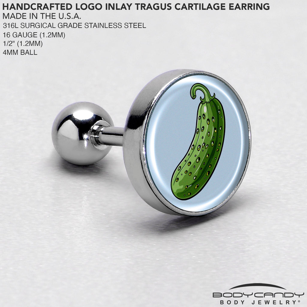 BodyCandy Green Pickle Tragus Cartilage Earring by Onyx O — side view