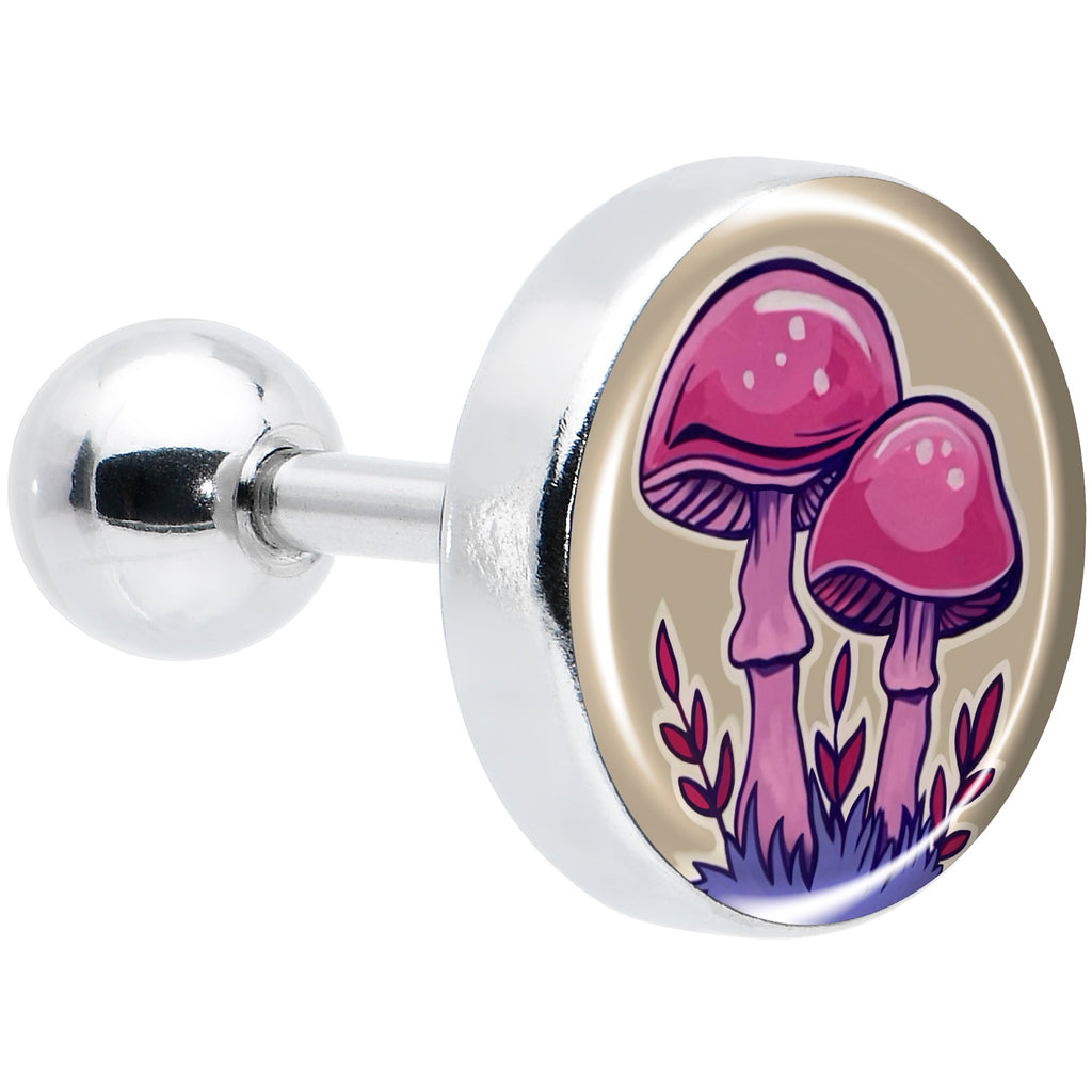 BodyCandy 16G 1/4 Artist Drawn Pink Mushrooms Tragus Cartilage Earring by Onyx O — main product shot