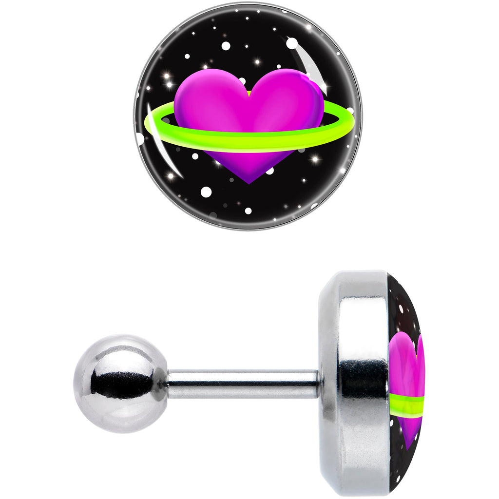 BodyCandy 16G 1/4 Heart Planet Cartilage Tragus Earring by Onyx O — size reference