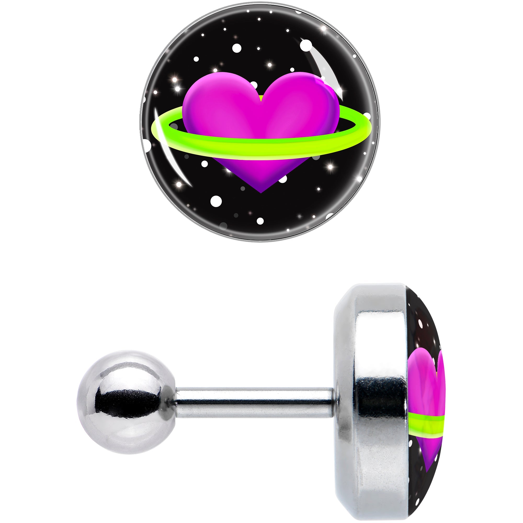 BodyCandy 16G 1/4 Heart Planet Cartilage Tragus Earring by Onyx O — size reference