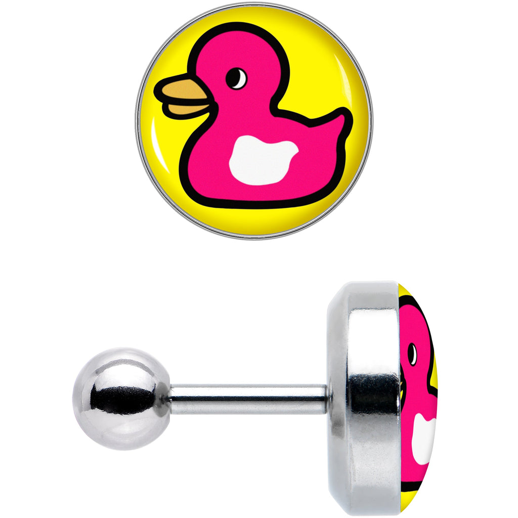 BodyCandy 16G 1/4 Pink Ducky Cartilage Tragus Earring by Onyx O — detail close-up