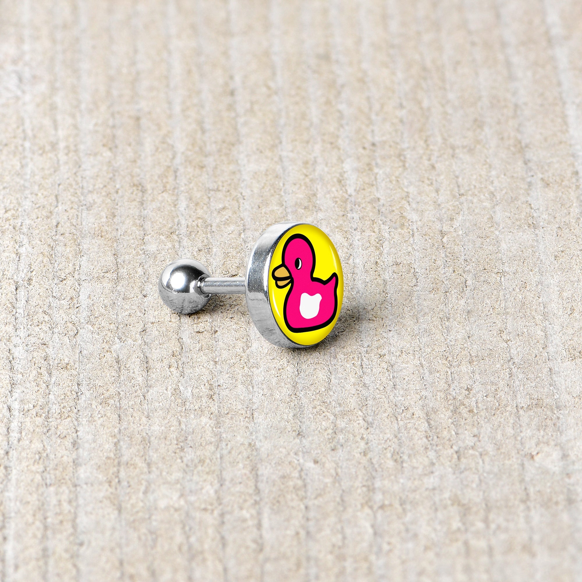 BodyCandy 16G 1/4 Pink Ducky Cartilage Tragus Earring by Onyx O — alternative angle