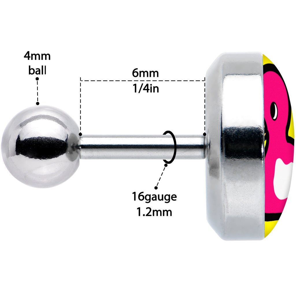 BodyCandy 16G 1/4 Pink Ducky Cartilage Tragus Earring by Onyx O — in-use photo