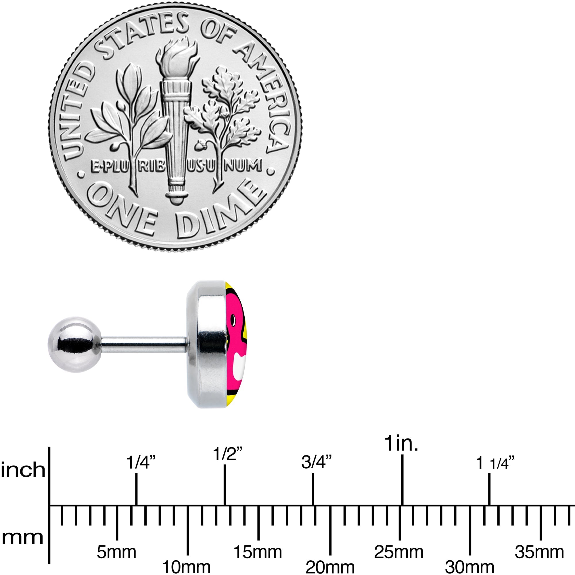 BodyCandy 16G 1/4 Pink Ducky Cartilage Tragus Earring by Onyx O — size reference
