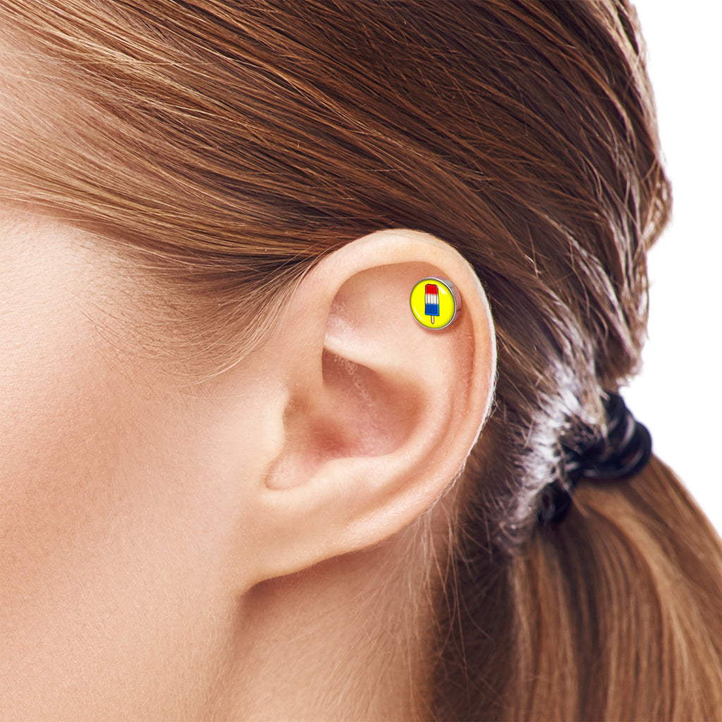 BodyCandy 16G 1/4 Popsicle Treat Cartilage Tragus Earring by Onyx O — lifestyle context
