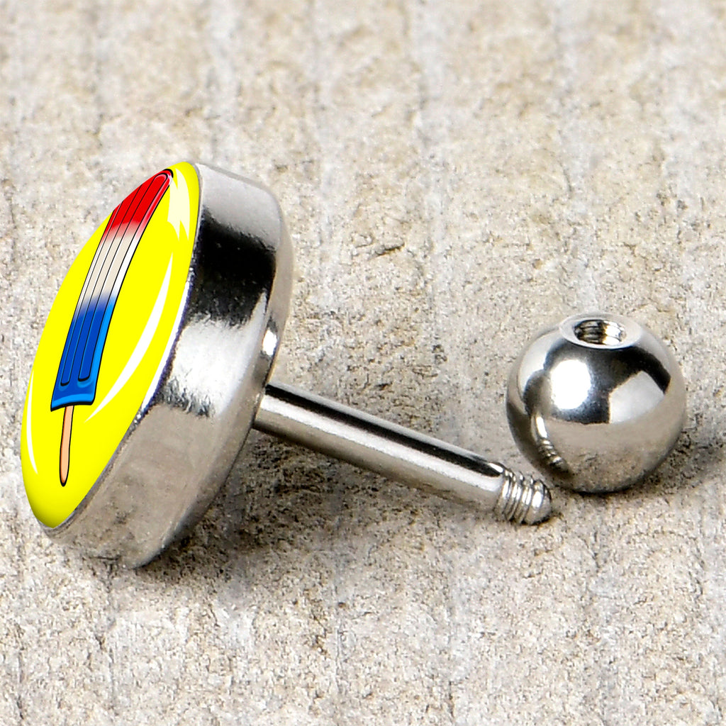 BodyCandy 16G 1/4 Popsicle Treat Cartilage Tragus Earring by Onyx O — back view
