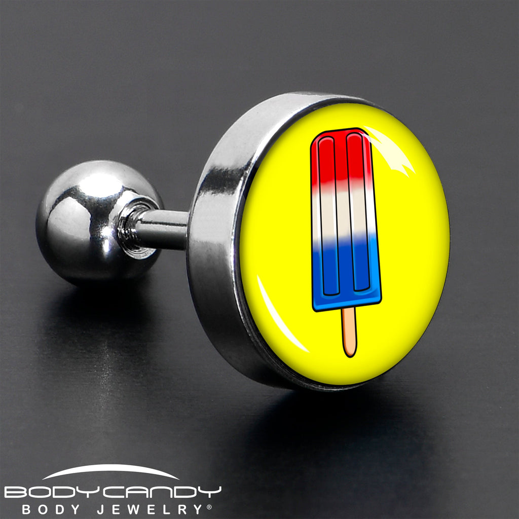 BodyCandy 16G 1/4 Popsicle Treat Cartilage Tragus Earring by Onyx O — in-use photo