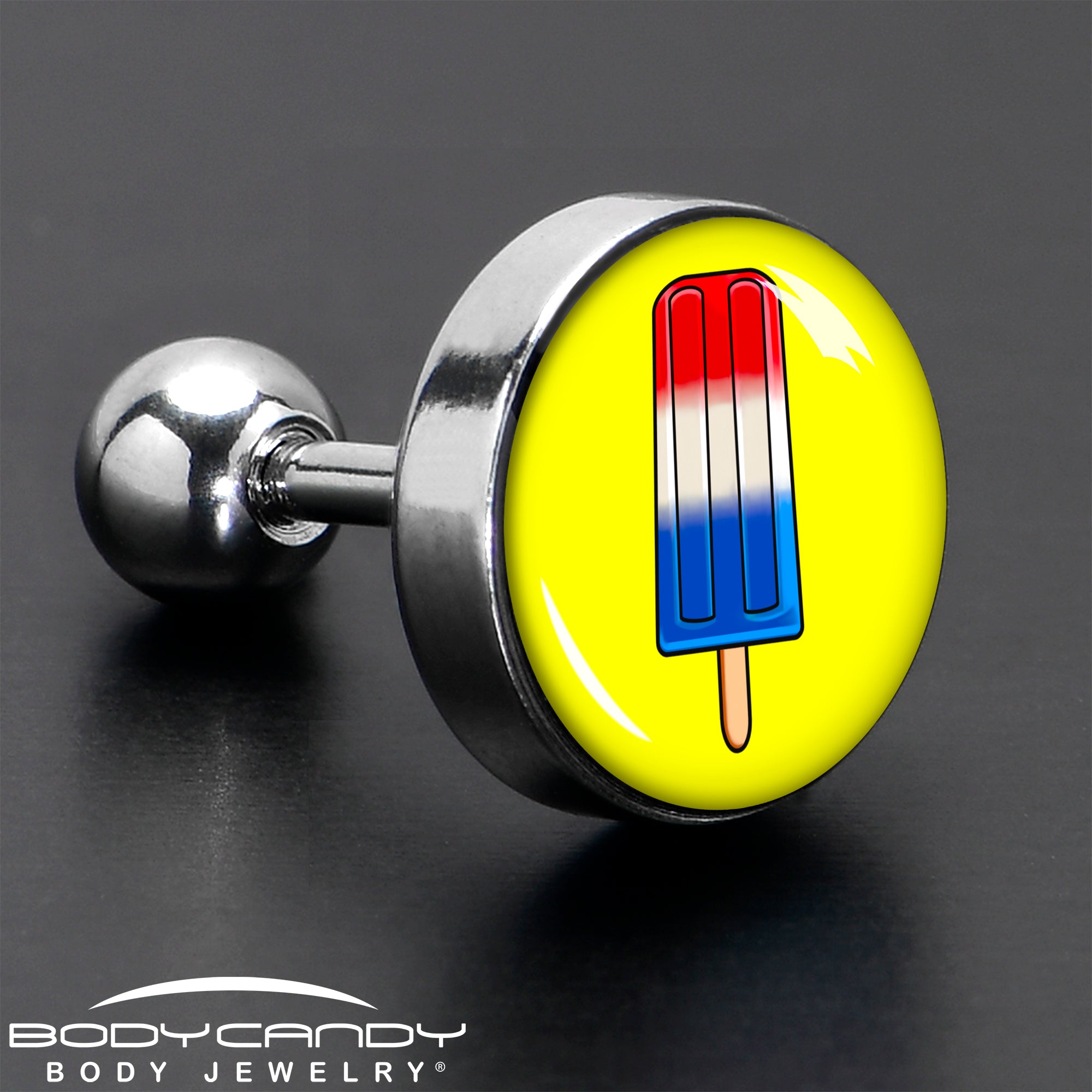 BodyCandy 16G 1/4 Popsicle Treat Cartilage Tragus Earring by Onyx O — in-use photo