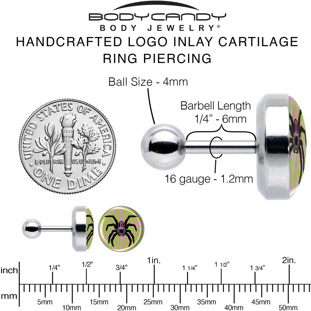 BodyCandy 16G 1/4 Psychedelic Spider Tragus Cartilage Earring by Onyx O — alternative angle