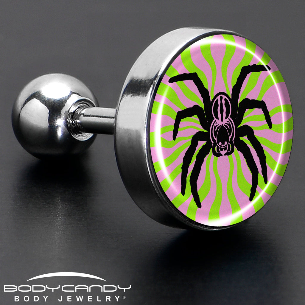 BodyCandy 16G 1/4 Psychedelic Spider Tragus Cartilage Earring by Onyx O — in-use photo