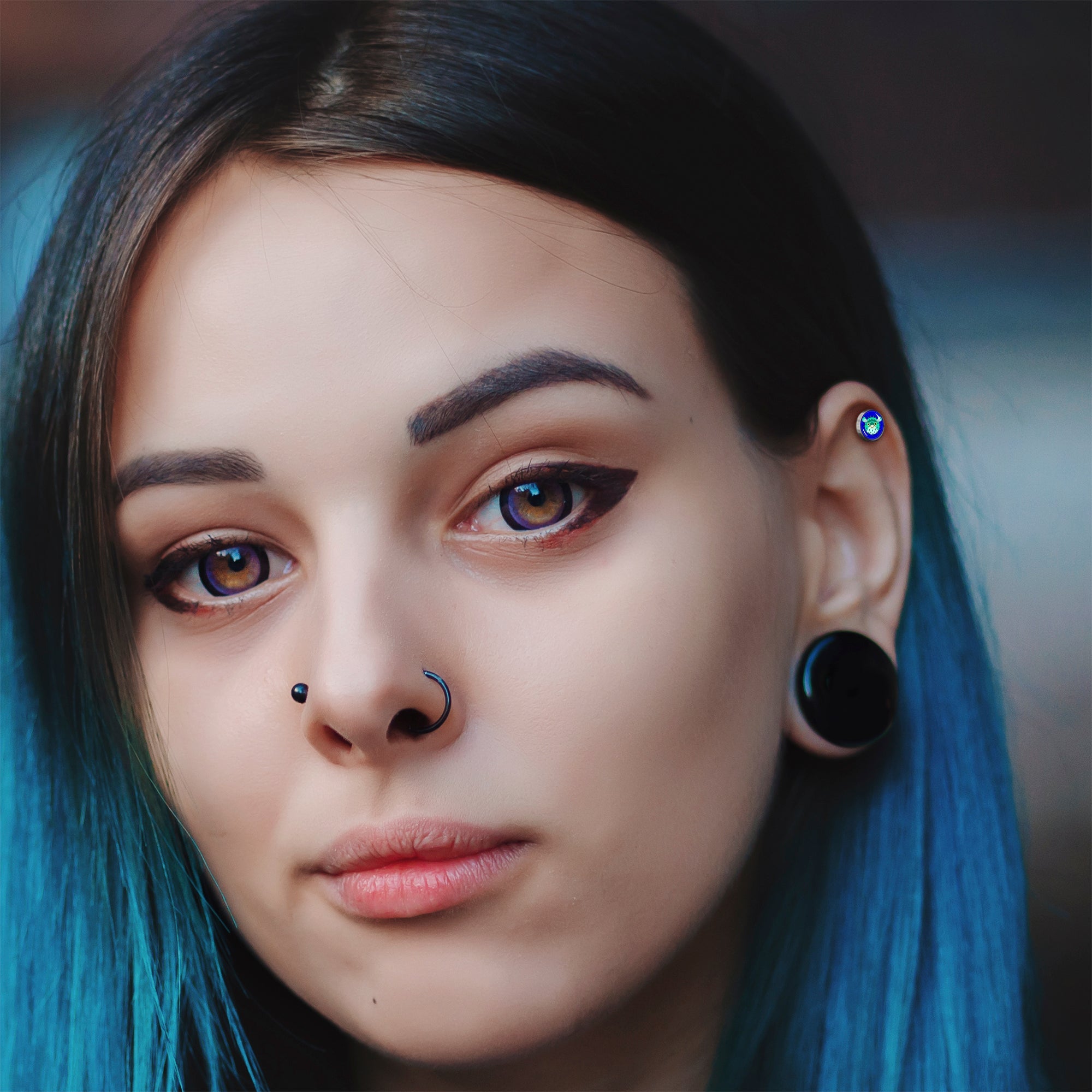 BodyCandy 16G 1/4 Pufferfish Cartilage Tragus Earring by Onyx O — lifestyle context