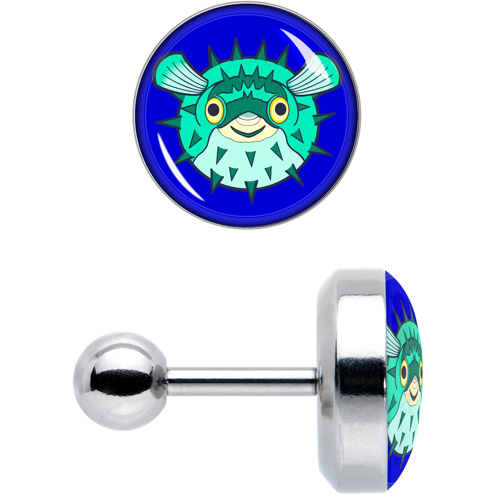 BodyCandy 16G 1/4 Pufferfish Cartilage Tragus Earring by Onyx O — size reference
