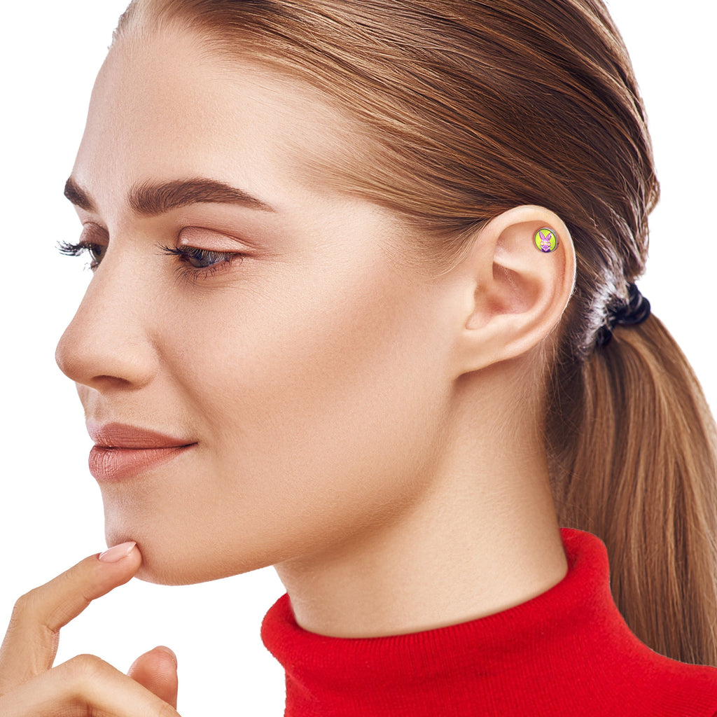 BodyCandy 16G 1/4 Cool Shades Bunny Cartilage Tragus Earring by Onyx O — side view