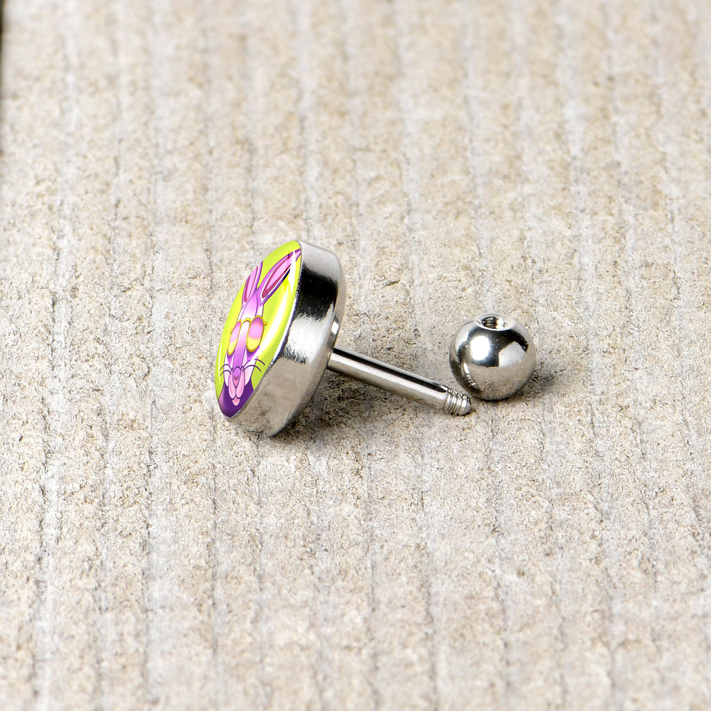BodyCandy 16G 1/4 Cool Shades Bunny Cartilage Tragus Earring by Onyx O — back view