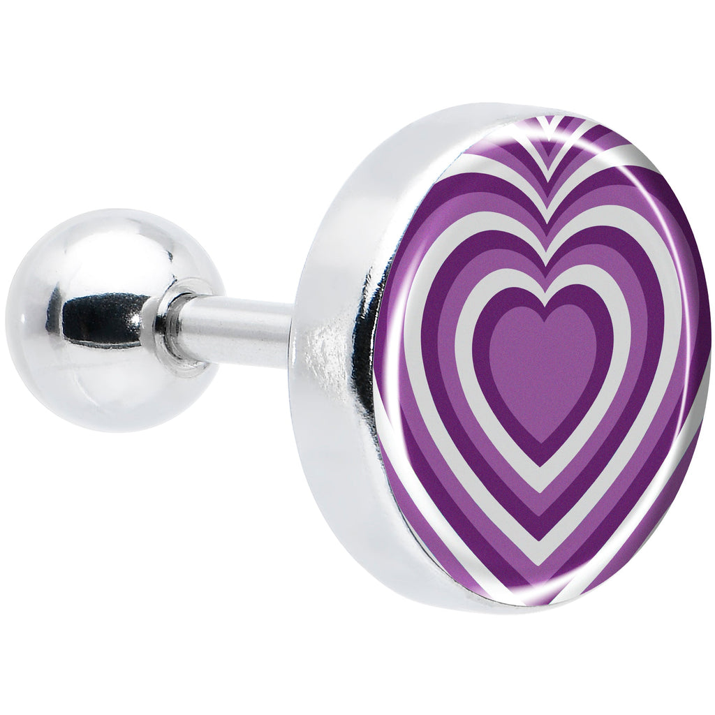 BodyCandy 16G 1/4 Purple Retro Heart Tragus Cartilage Earring by Onyx O — main product shot