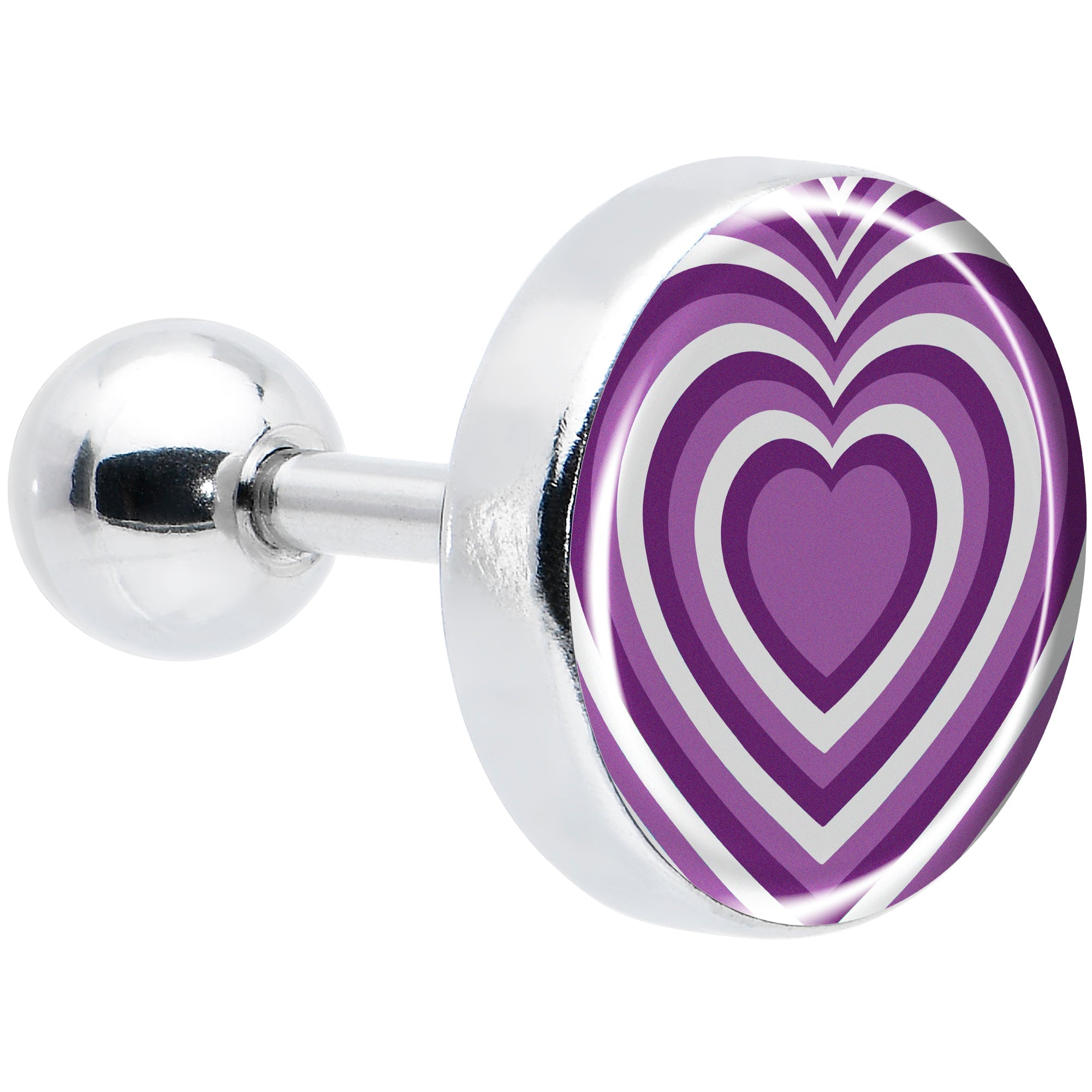 BodyCandy 16G 1/4 Purple Retro Heart Tragus Cartilage Earring by Onyx O — main product shot