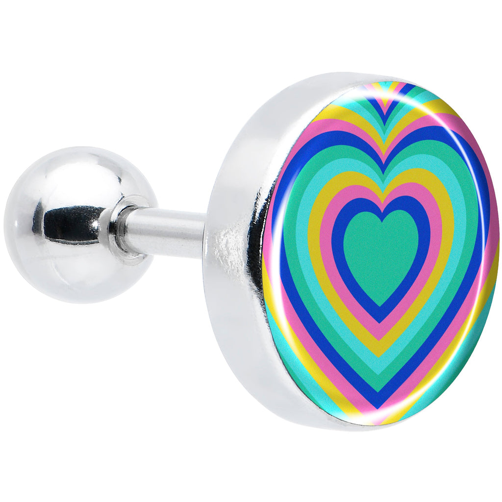 BodyCandy 16G 1/4 Rainbow Retro Heart Tragus Cartilage Earring by Onyx O — main product shot