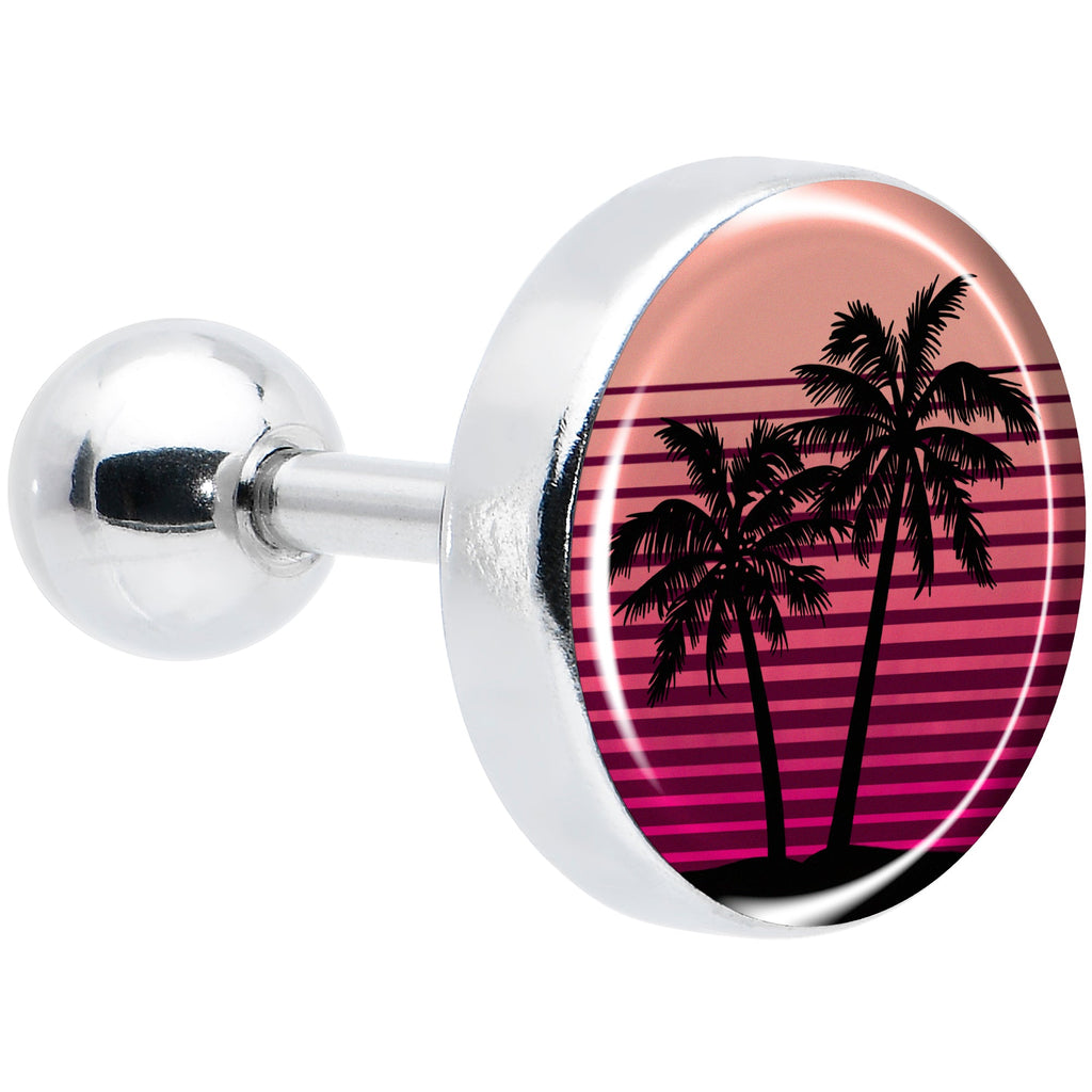 BodyCandy 16G 1/4 Palm Tree Retro Sunset Tragus Cartilage Earring by Onyx O — main product shot