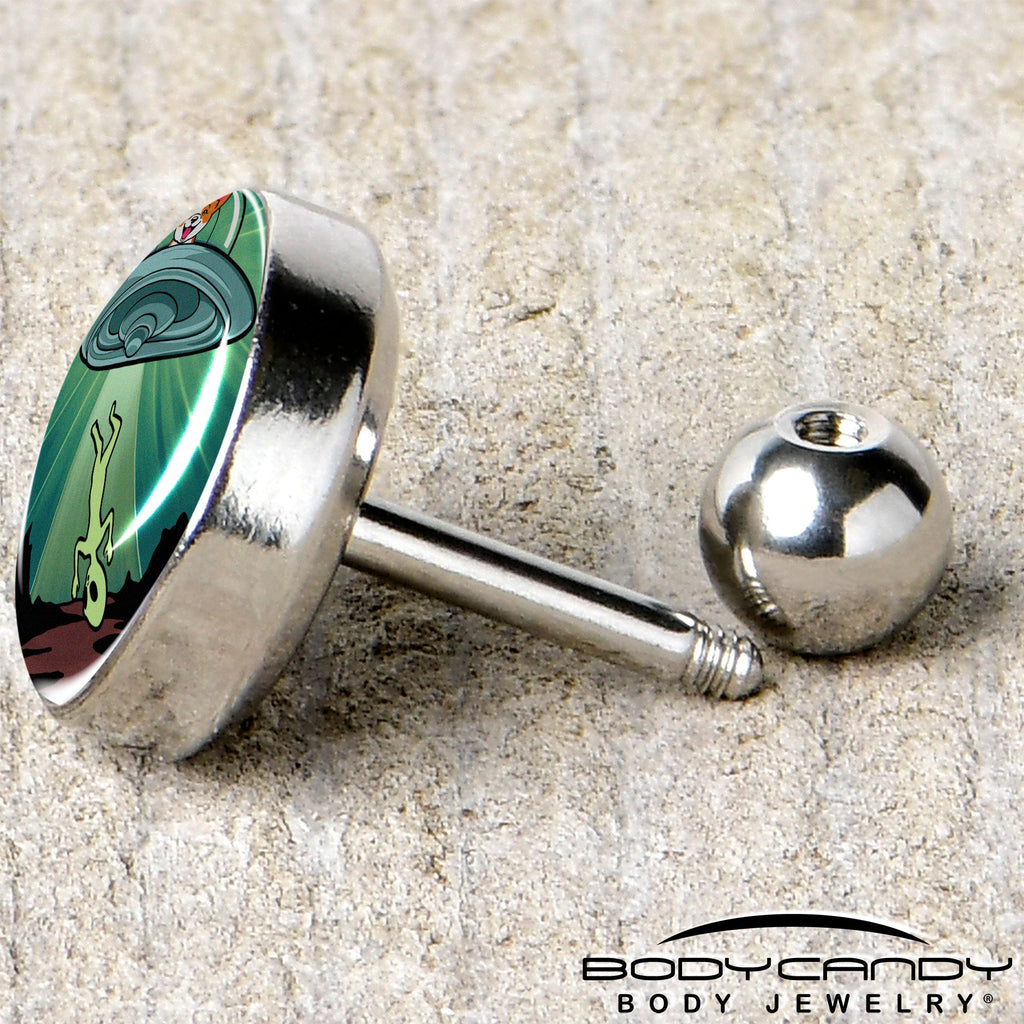 BodyCandy 16G 1/4 Reverse Alien UFO Abduction Tragus Cartilage Earring by Onyx O — back view