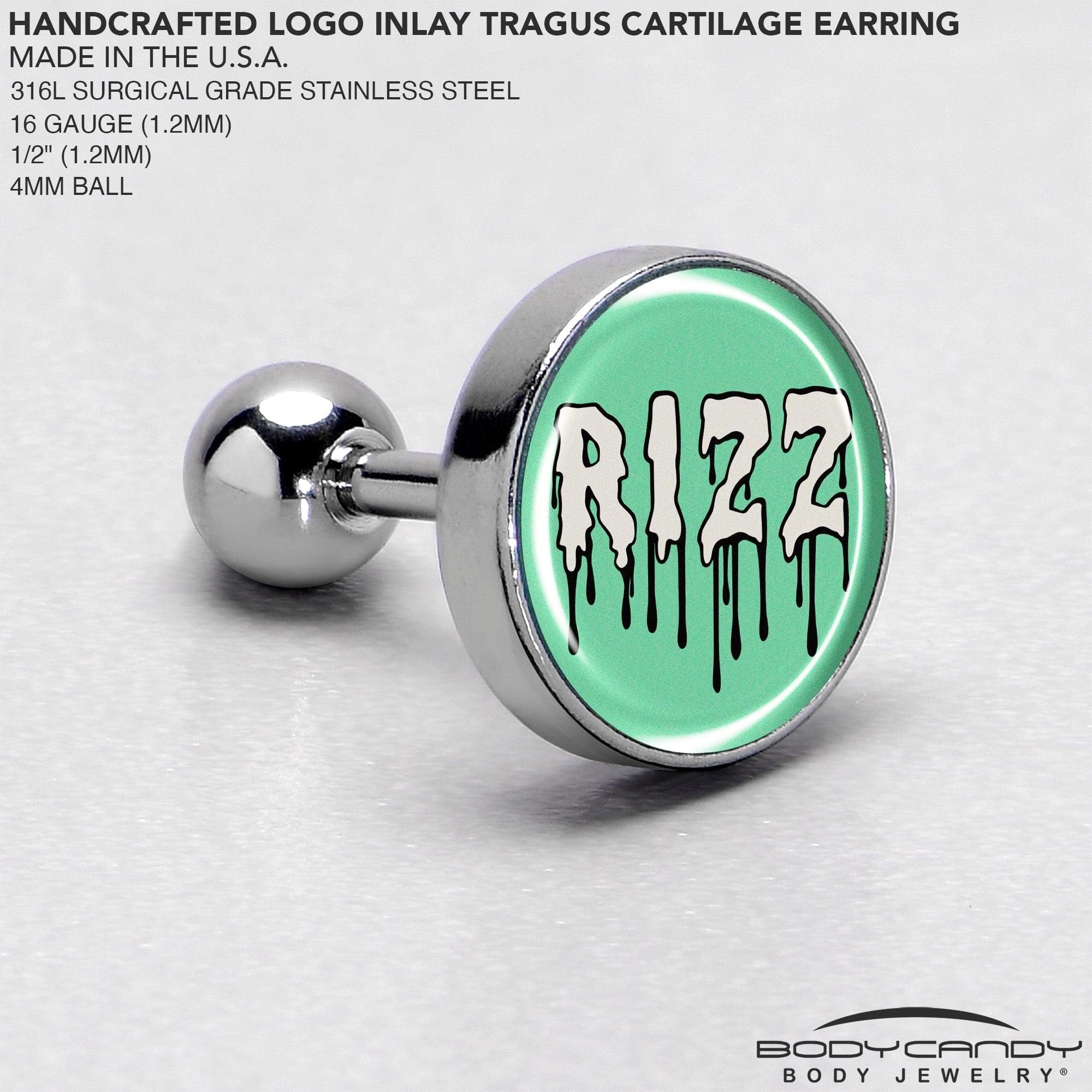 BodyCandy RIZZ Tragus Cartilage Earring by Onyx O — side view