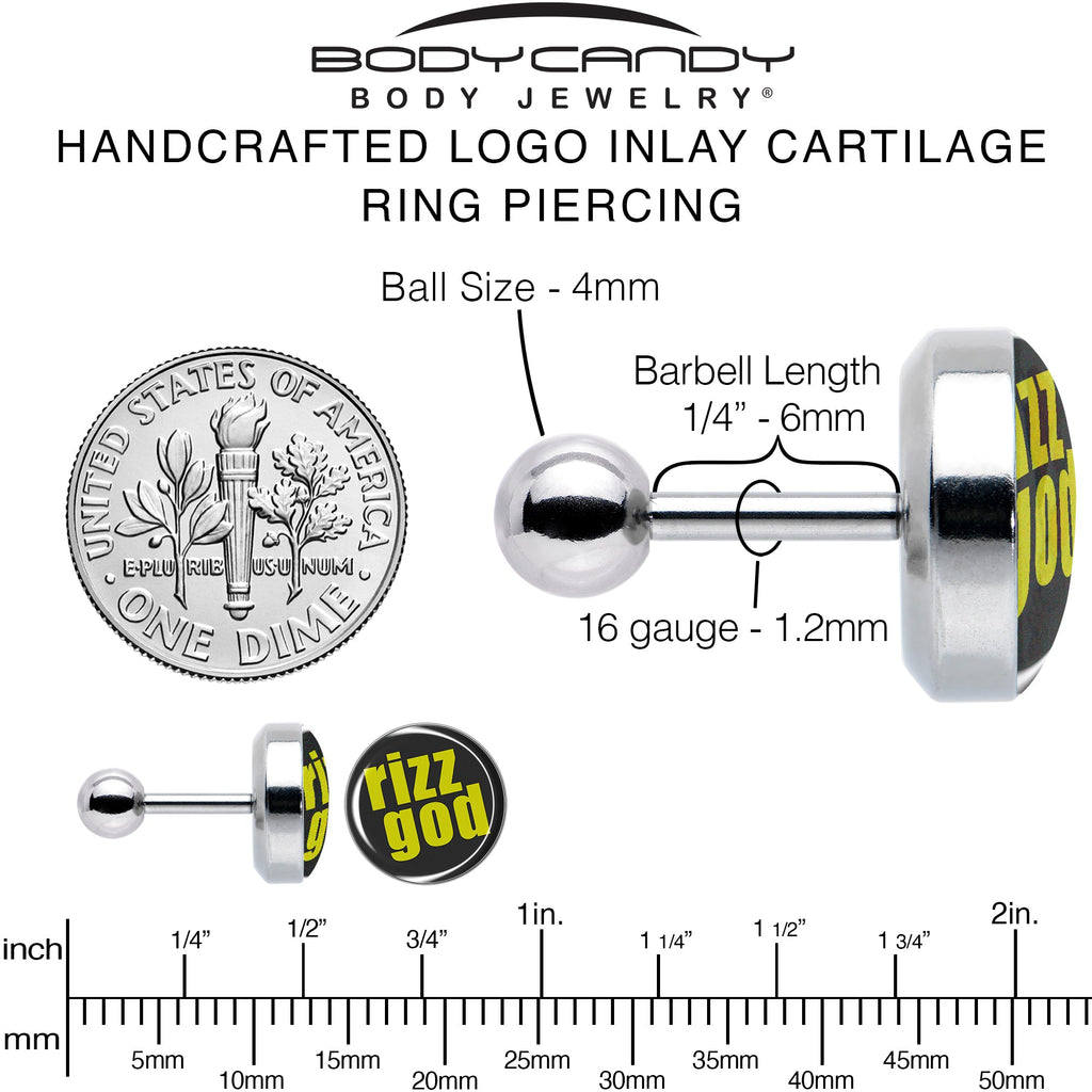 BodyCandy RIZZ GOD Tragus Cartilage Earring by Onyx O — alternative angle