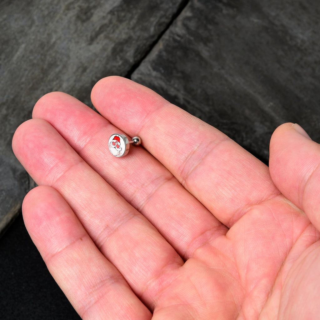 BodyCandy 16G 1/4 Christmas Peace Love Santa Tragus Cartilage Earring by Onyx O — lifestyle context