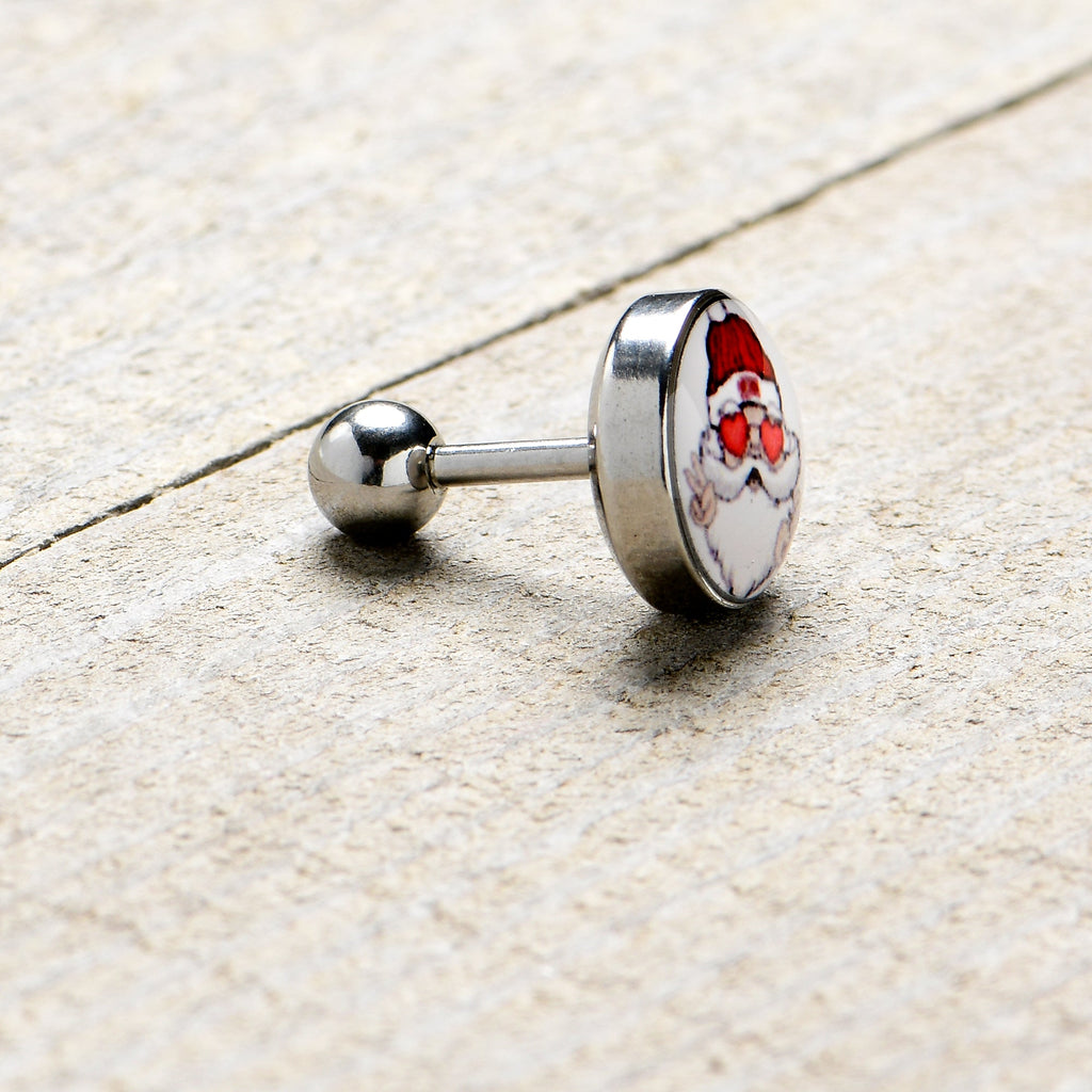 BodyCandy 16G 1/4 Christmas Peace Love Santa Tragus Cartilage Earring by Onyx O — alternative angle