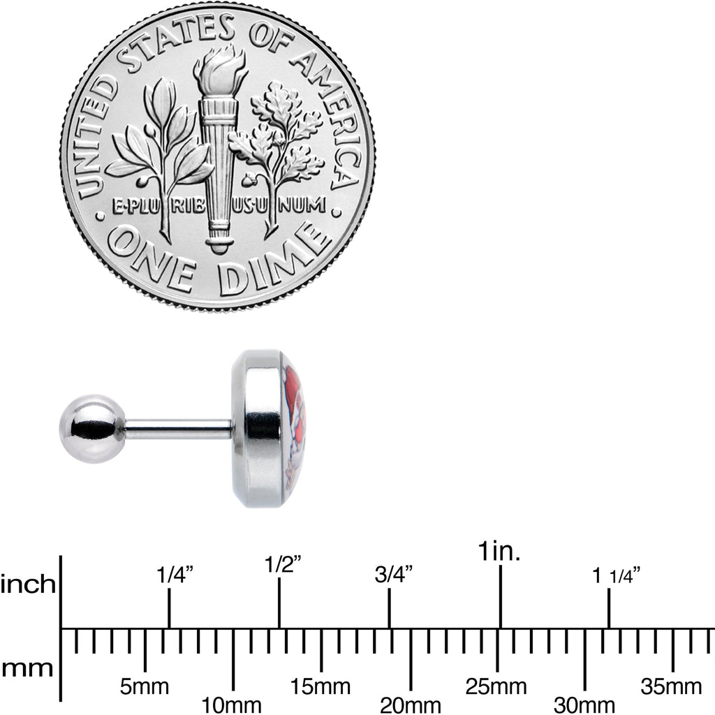BodyCandy 16G 1/4 Christmas Peace Love Santa Tragus Cartilage Earring by Onyx O — size reference