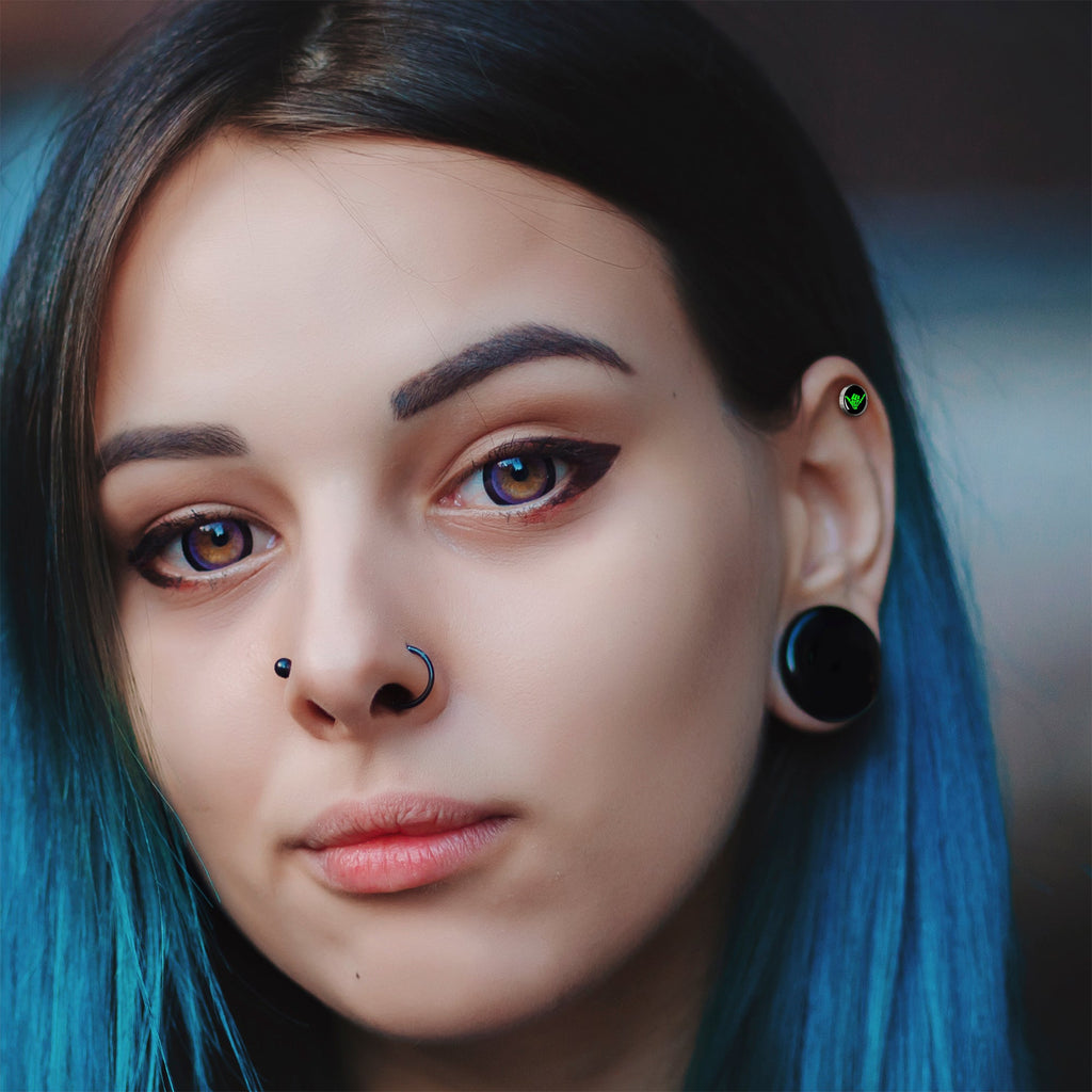 BodyCandy 16G 1/4 Shaka Hand Cartilage Tragus Earring by Onyx O — lifestyle context