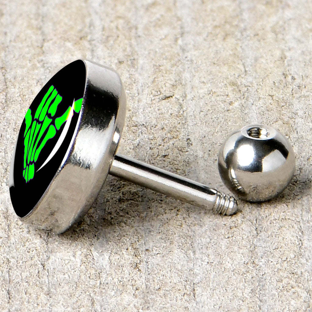 BodyCandy 16G 1/4 Shaka Hand Cartilage Tragus Earring by Onyx O — back view