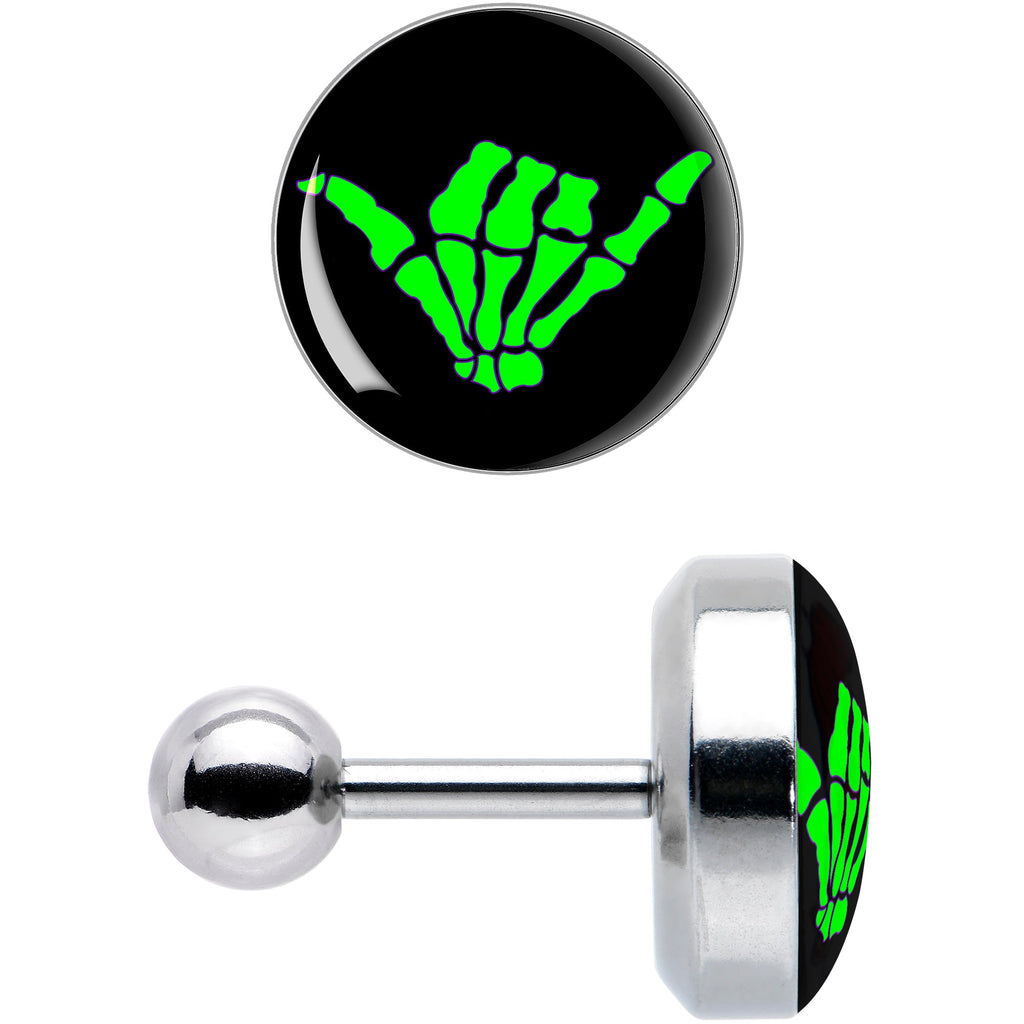 BodyCandy 16G 1/4 Shaka Hand Cartilage Tragus Earring by Onyx O — size reference