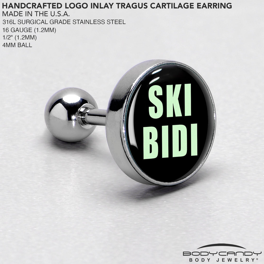 BodyCandy 16G 1/4 SKIBIDI Cartilage Tragus Earring by Onyx O — side view
