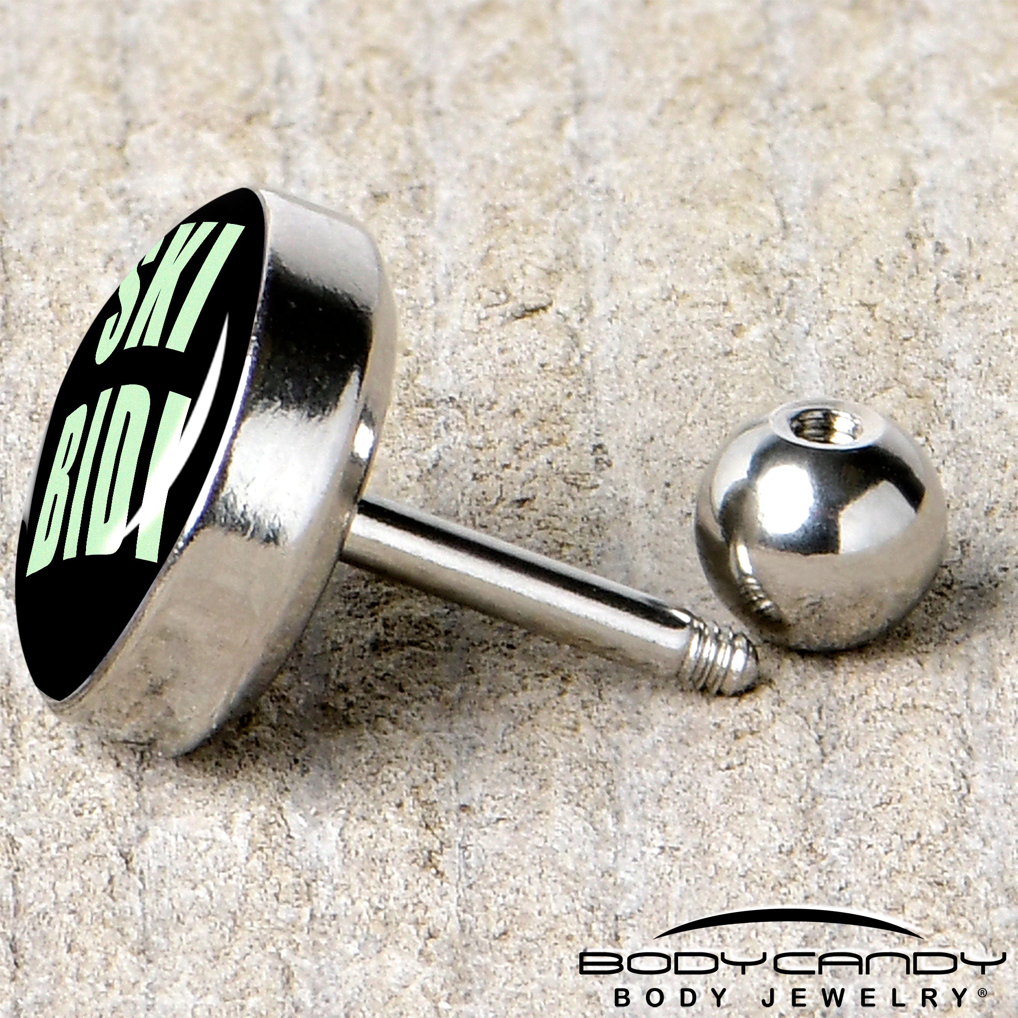 BodyCandy 16G 1/4 SKIBIDI Cartilage Tragus Earring by Onyx O — back view