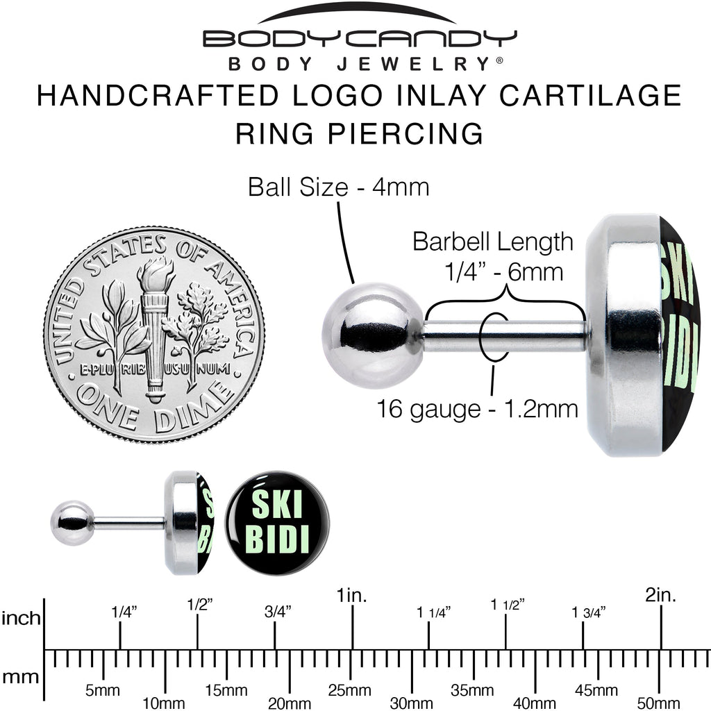 BodyCandy 16G 1/4 SKIBIDI Cartilage Tragus Earring by Onyx O — alternative angle