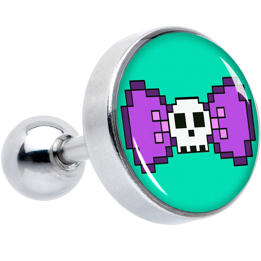 BodyCandy 16G 1/4 Retro Pixel Skull Cartilage Tragus Earring by Onyx O — main product shot