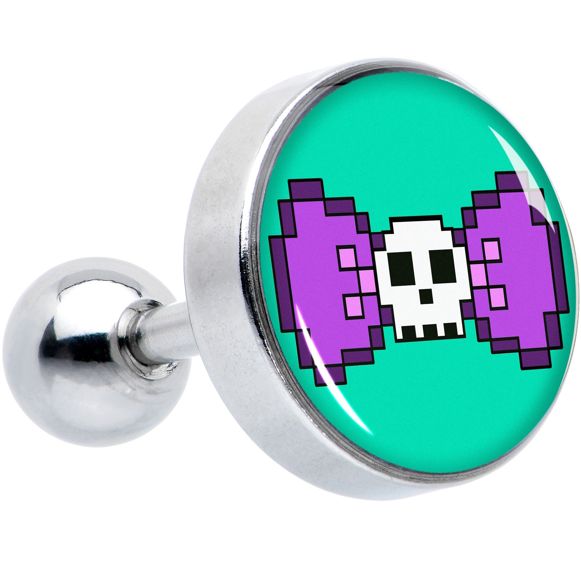 BodyCandy 16G 1/4 Retro Pixel Skull Cartilage Tragus Earring by Onyx O — main product shot