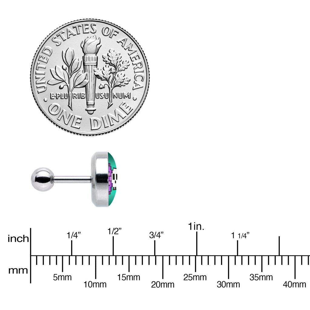 BodyCandy 16G 1/4 Retro Pixel Skull Cartilage Tragus Earring by Onyx O — size reference