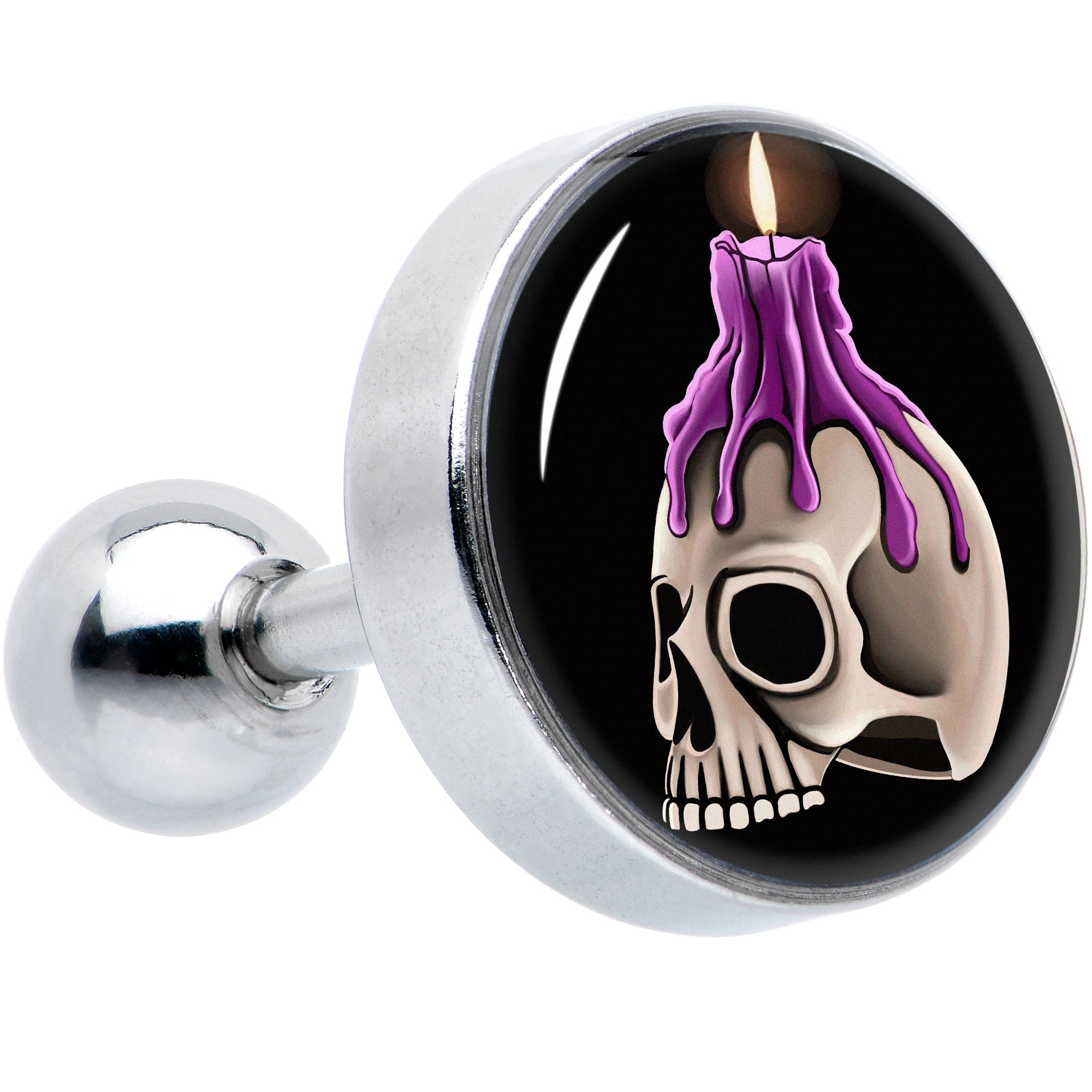 BodyCandy 16G 1/4 Burning Skull Candle Cartilage Tragus Earring by Onyx O — main product shot