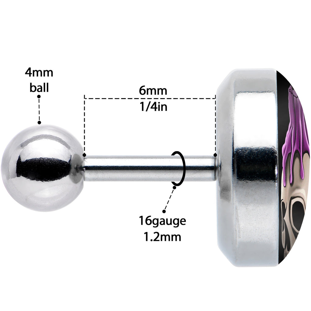 BodyCandy 16G 1/4 Burning Skull Candle Cartilage Tragus Earring by Onyx O — in-use photo