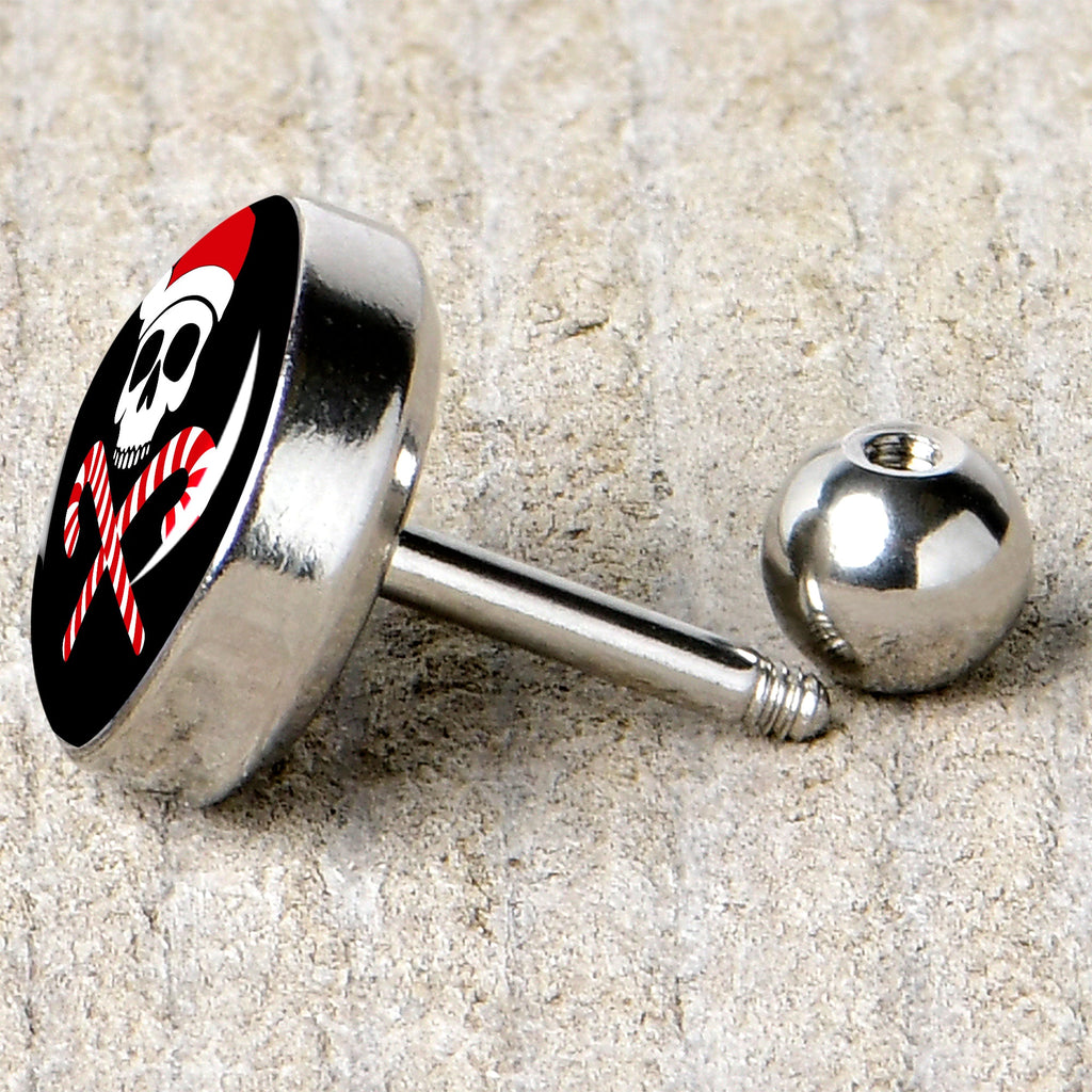BodyCandy 16G 1/4 Santa Pirate Candy Cane Tragus Cartilage Earring by Onyx O — back view