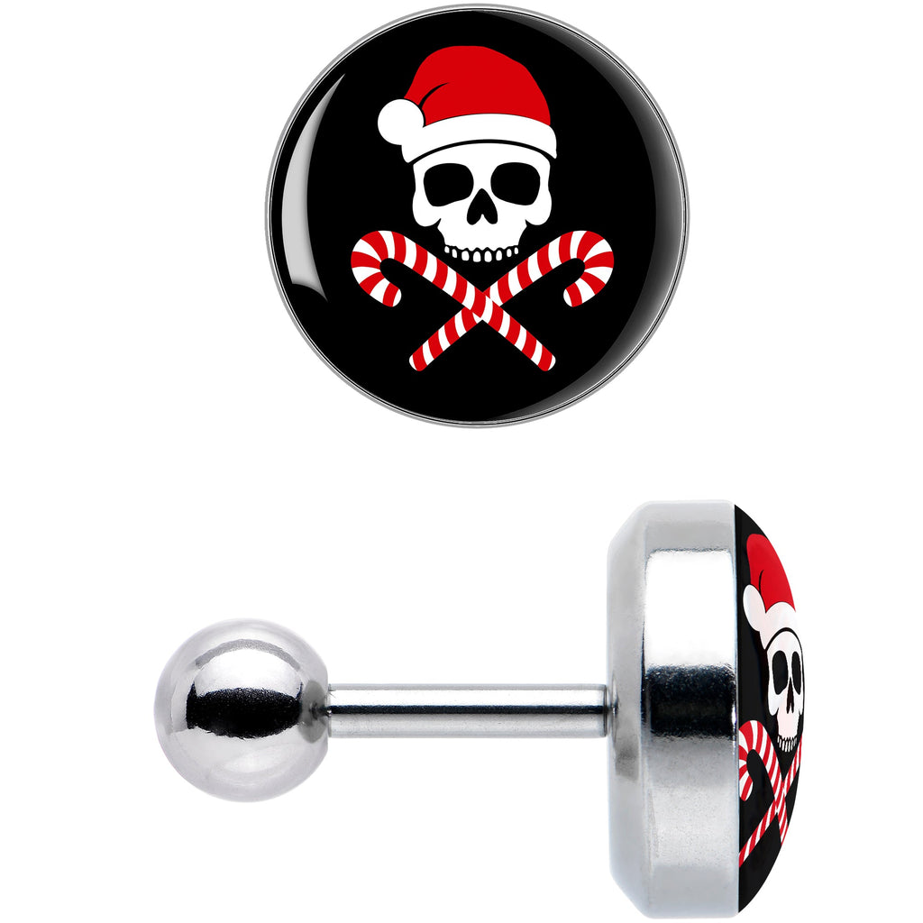 BodyCandy 16G 1/4 Santa Pirate Candy Cane Tragus Cartilage Earring by Onyx O — size reference