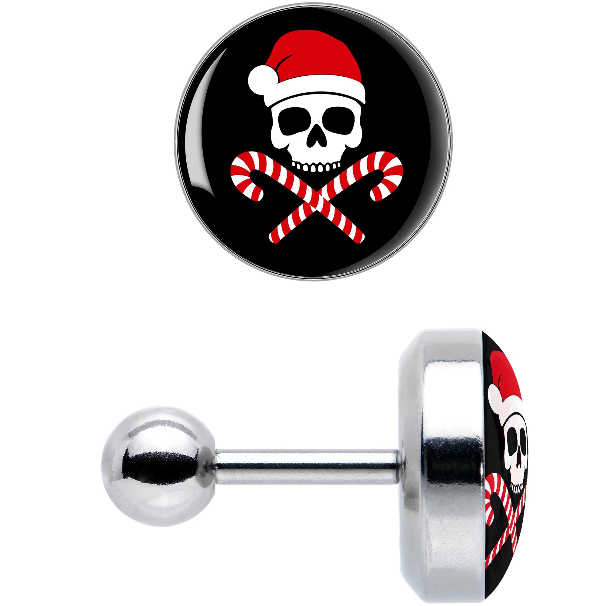 BodyCandy 16G 1/4 Santa Pirate Candy Cane Tragus Cartilage Earring by Onyx O — size reference