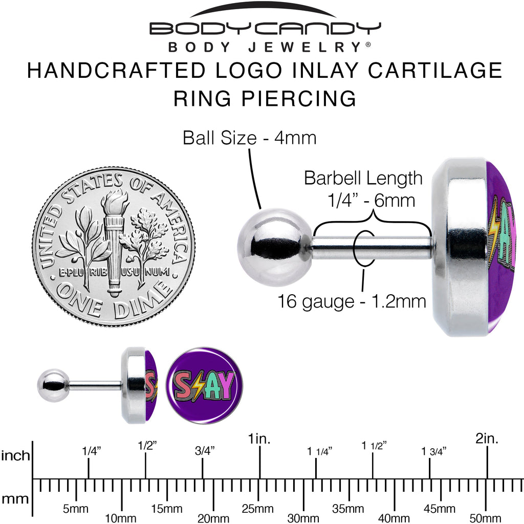 BodyCandy 16G 1/4 Colorful Lighting SLAY Tragus Cartilage Earring by Onyx O — alternative angle