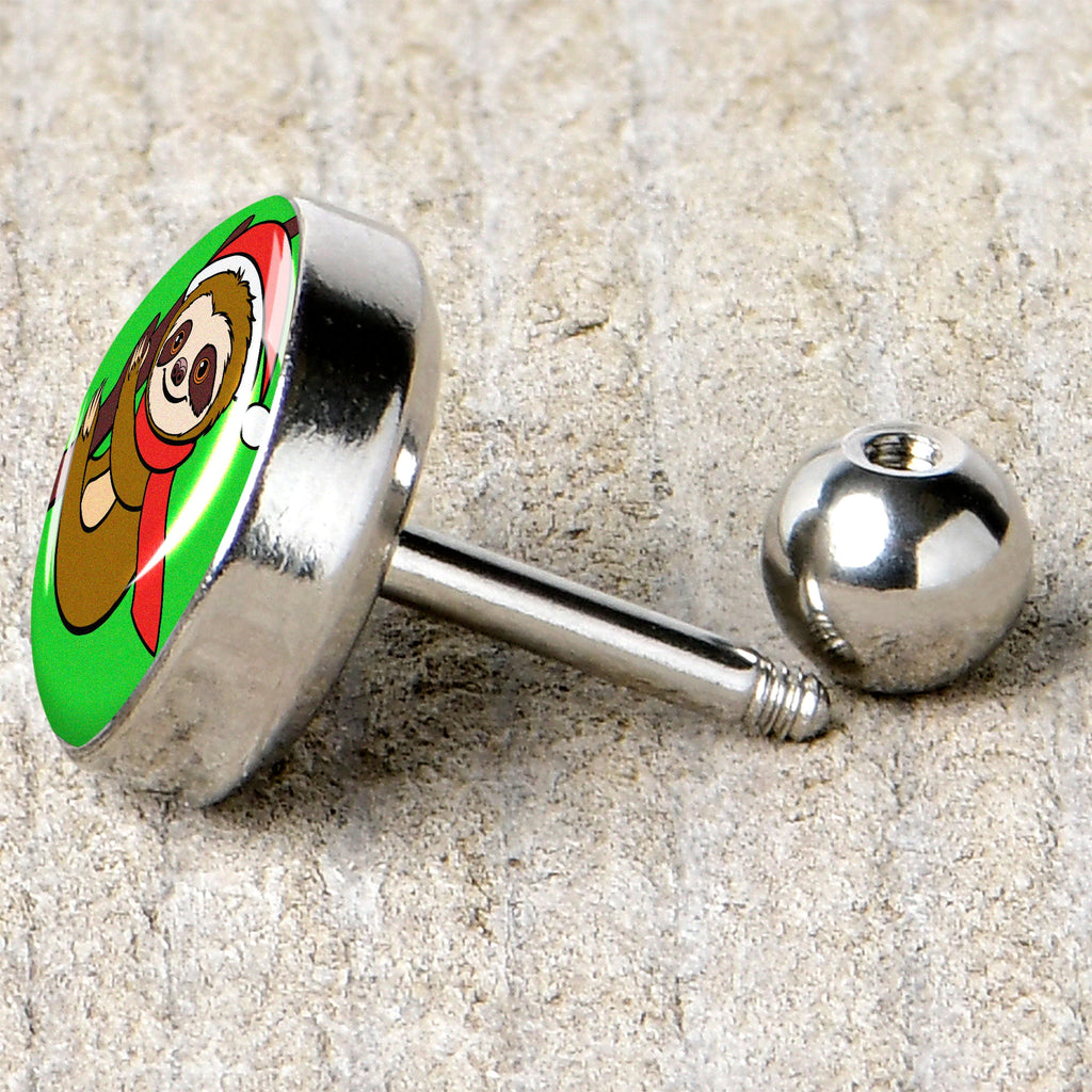 BodyCandy 16G 1/4 Santa Sloth Tragus Cartilage Earring by Onyx O — back view