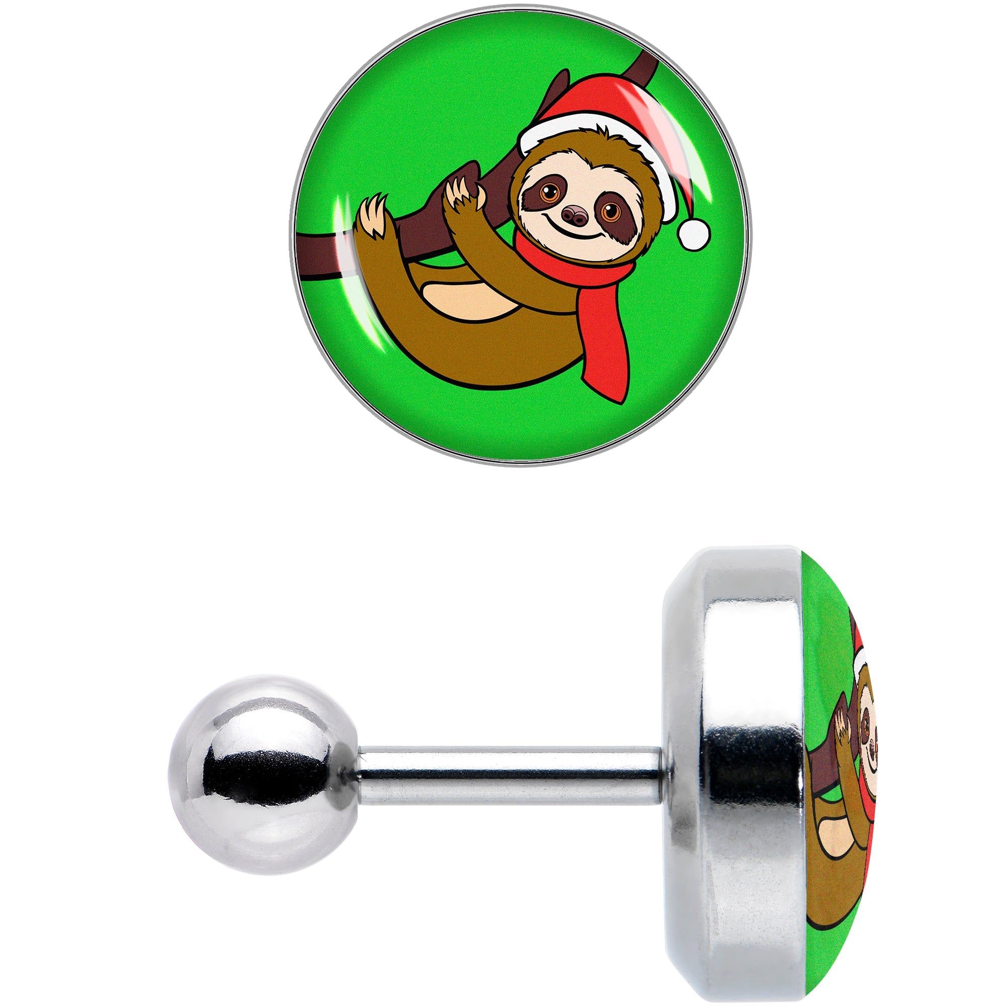 BodyCandy 16G 1/4 Santa Sloth Tragus Cartilage Earring by Onyx O — size reference