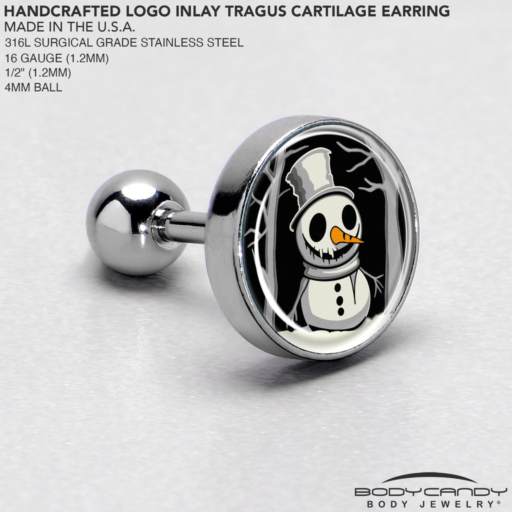 BodyCandy Christmas Holiday Spooky Snowman Tragus Cartilage Earring by Onyx O — side view