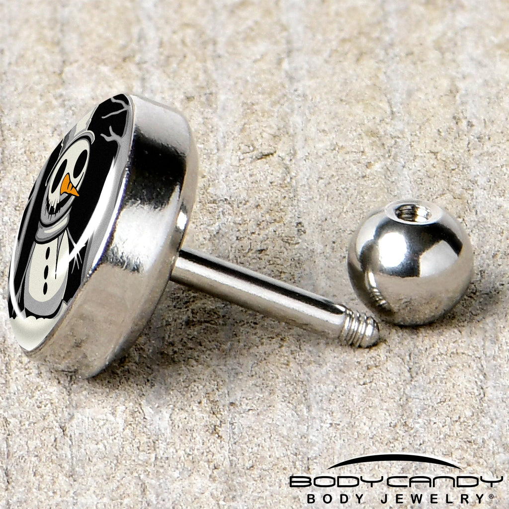 BodyCandy Christmas Holiday Spooky Snowman Tragus Cartilage Earring by Onyx O — back view