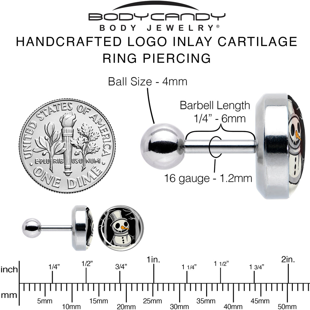 BodyCandy Christmas Holiday Spooky Snowman Tragus Cartilage Earring by Onyx O — alternative angle