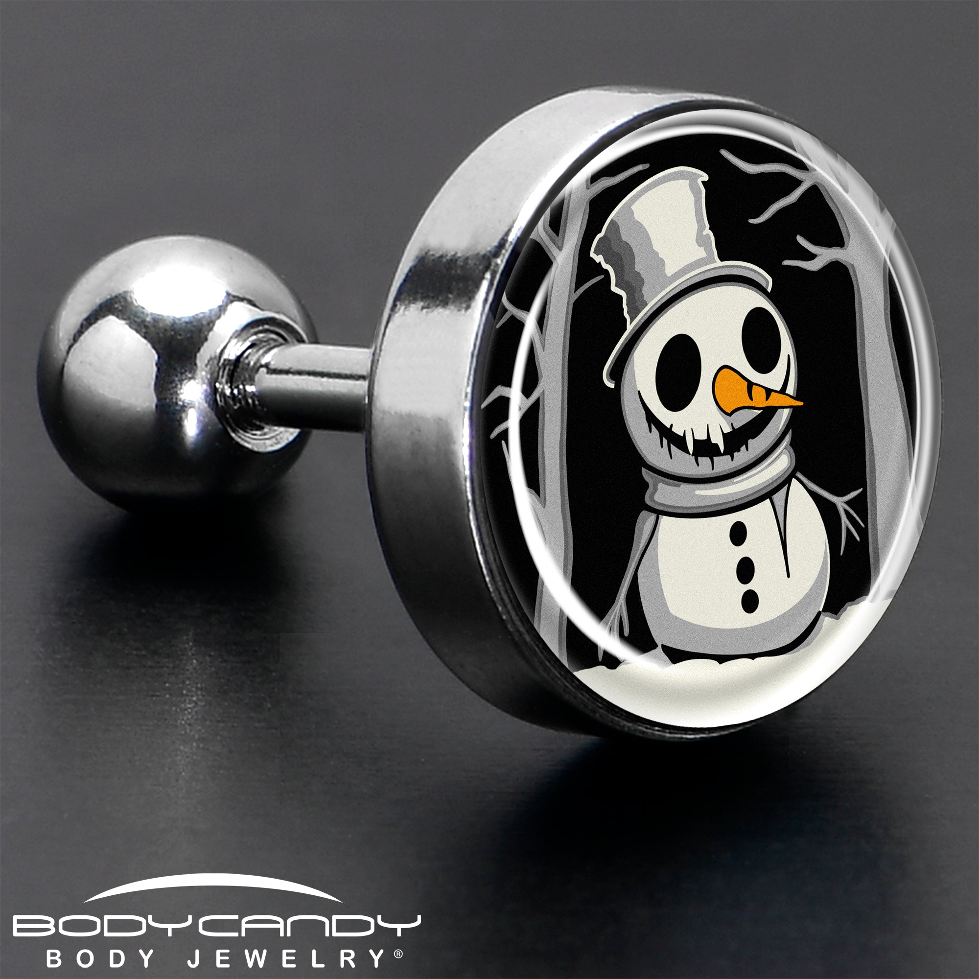 BodyCandy Christmas Holiday Spooky Snowman Tragus Cartilage Earring by Onyx O — in-use photo