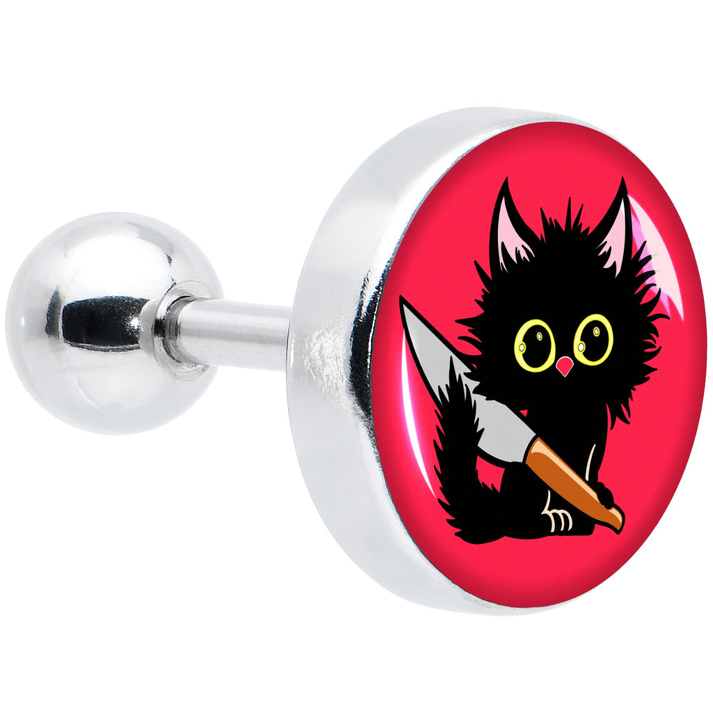 BodyCandy 16G 1/4 Stabby Cat Tragus Cartilage Earring by Onyx O — main product shot